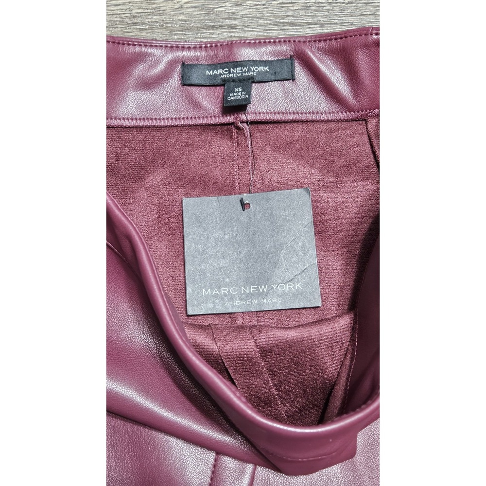 Marc New York Women Burgandy Faux Leather Midi Skirt Size XS - Picture 9 of 11